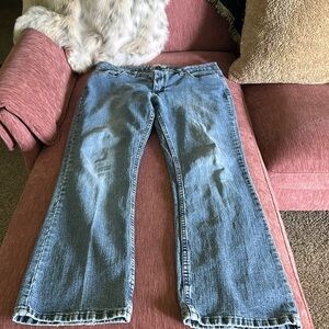 Vintage Petite Medium Wash Denim Bootcut Jeans.